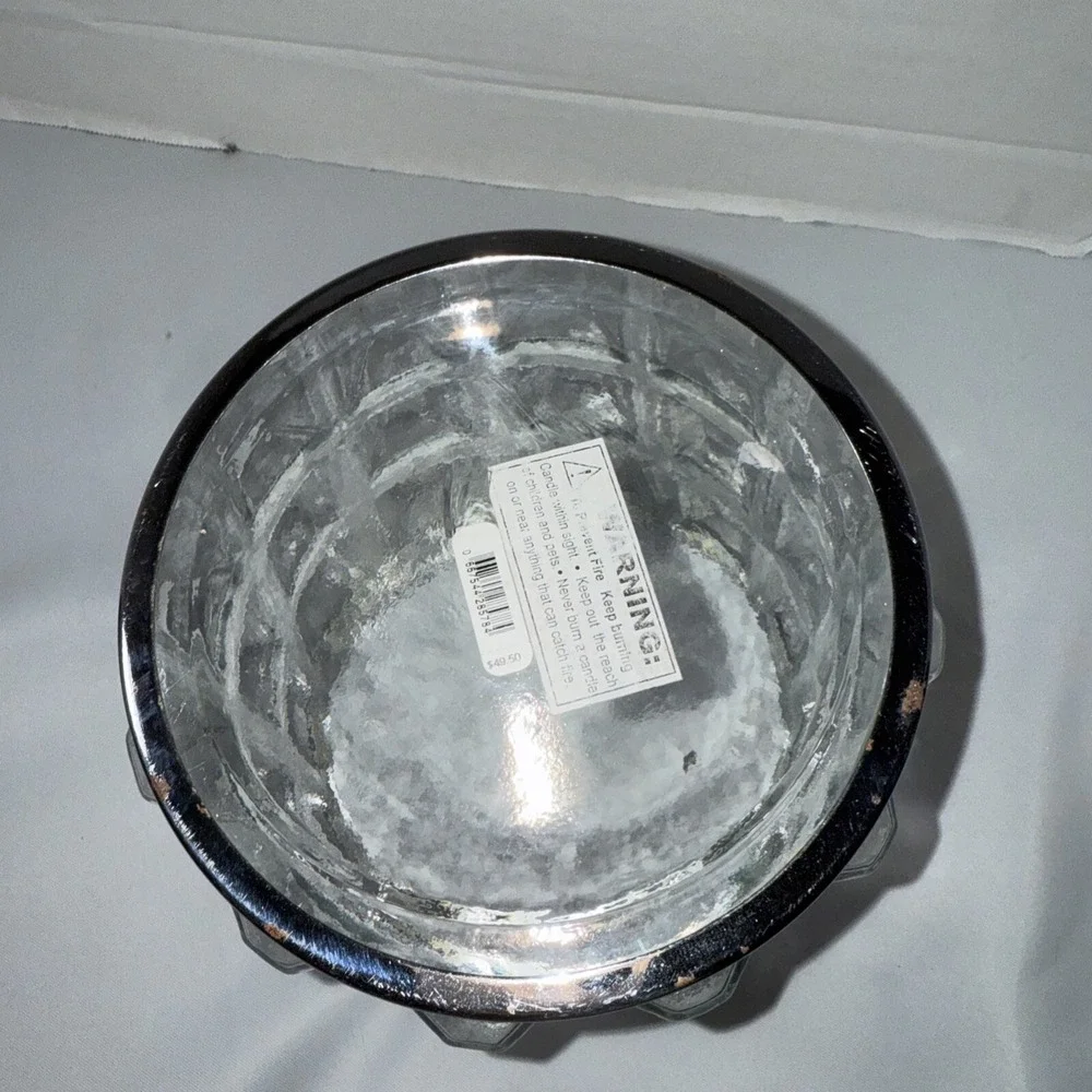 Bath &‎ Body Works GLASS Metal Large 3-Wick Candle Holder Sleeve Luminary
